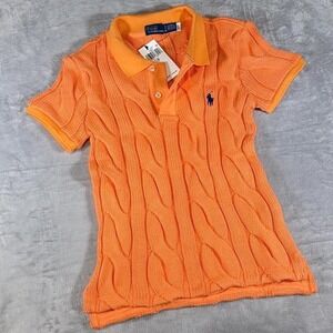 Polo Ralph Lauren Cable Knit Polo | Pastel Orange | Small